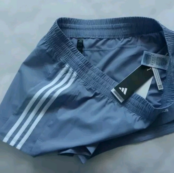 adidas Pacer Training Womens 3-Stripes Heather Woven Shorts Silver Violet Sz L - Picture 6 of 8